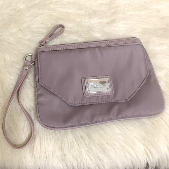 RACHEL ZOE Grayish Lavender 9" Nylon Pouch Clutch Wristlet Purse Travel Bag - Picture 10 of 10